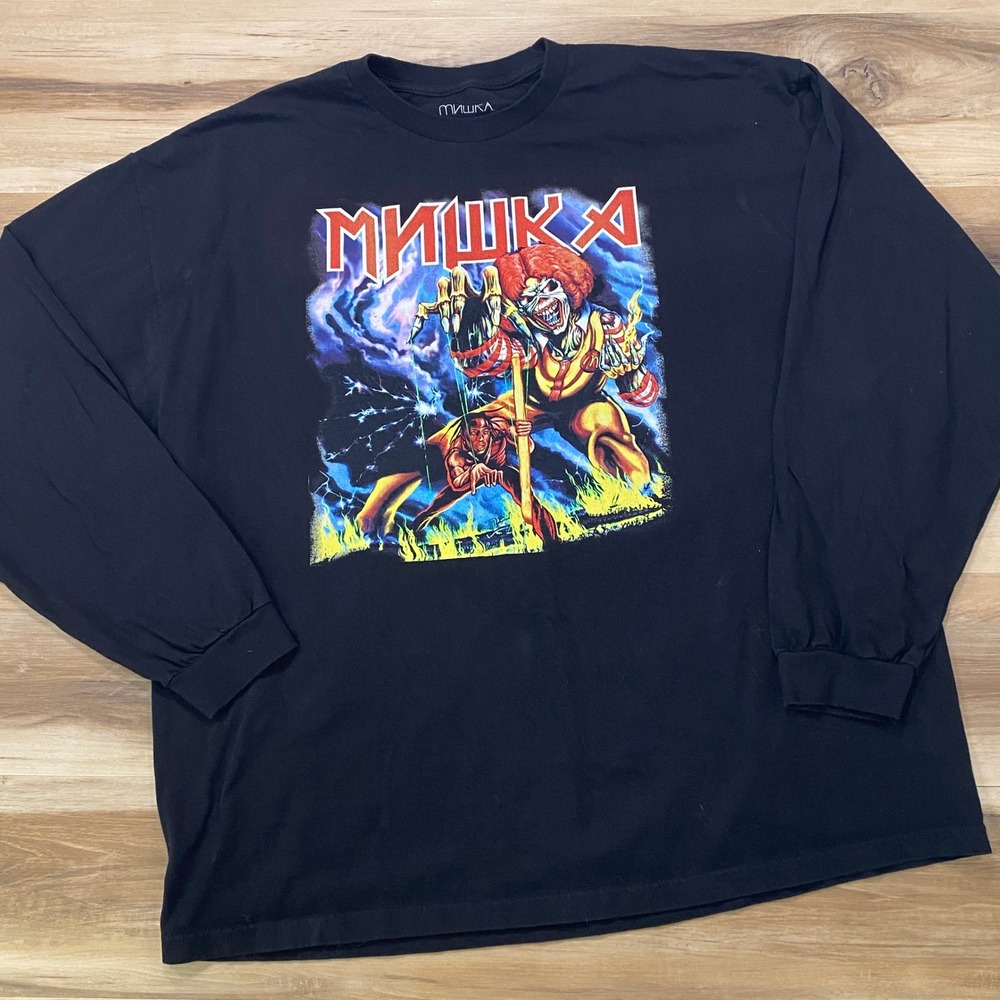 Mishka Long Sleeve Shirt 3XL Ronald McDonald Parody Cotton Graphic Black